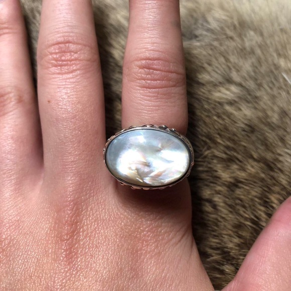 Vintage sterling silver mother of pearl ring - Picture 3 of 5